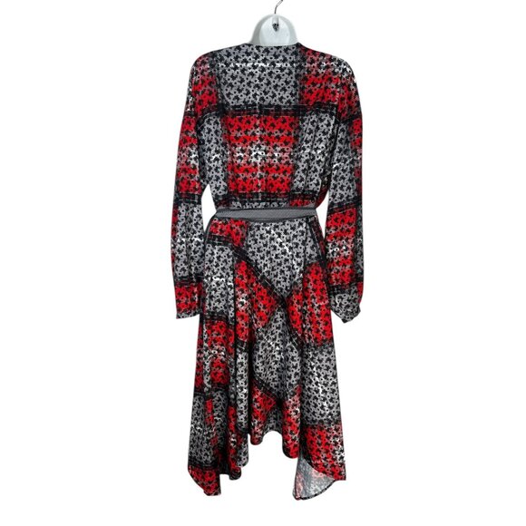 Preen Edition Mixed Media Wrap Dress Plaid Floral Red Black US 10 - Picture 9 of 11
